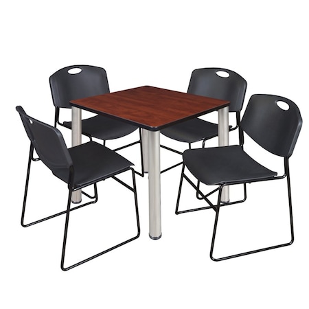 Kee Kee Square Table & Chair Set, Wood, Metal, Polypropylene Top TB3030CHBPCM44BK